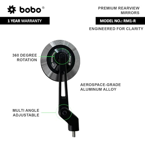 BOBO RM1-R Premium Motorcycle Rearview Mirror, Anti-Glare, Anti-Fog, 360-Degree Rotation, Multi-Angle Adjustable - Image 3