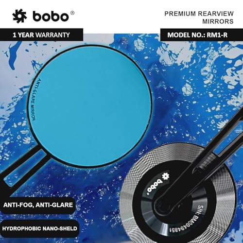 BOBO RM1-R Premium Motorcycle Rearview Mirror, Anti-Glare, Anti-Fog, 360-Degree Rotation, Multi-Angle Adjustable - Image 2