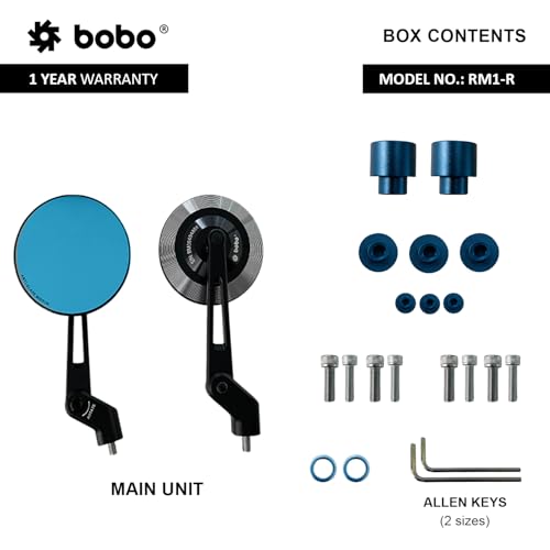 BOBO RM1-R Premium Motorcycle Rearview Mirror, Anti-Glare, Anti-Fog, 360-Degree Rotation, Multi-Angle Adjustable - Image 4