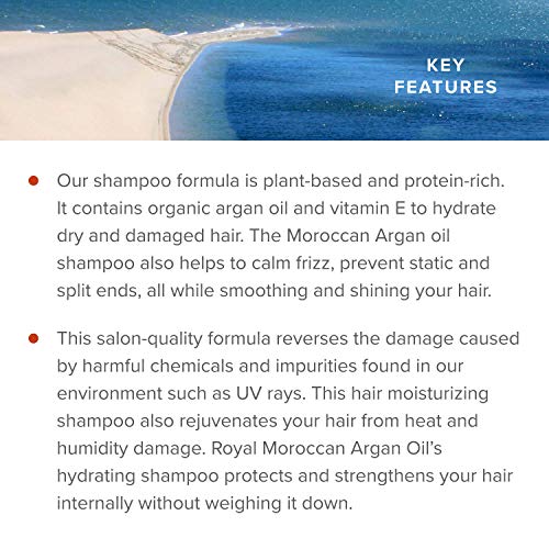Royal Moroccan Moisturizing Shampoo | Dry Hair Shampoo for Color Treated & Frizzy Hair Argan Oil Hair Products (500 ml 16.9 oz) - Image 4