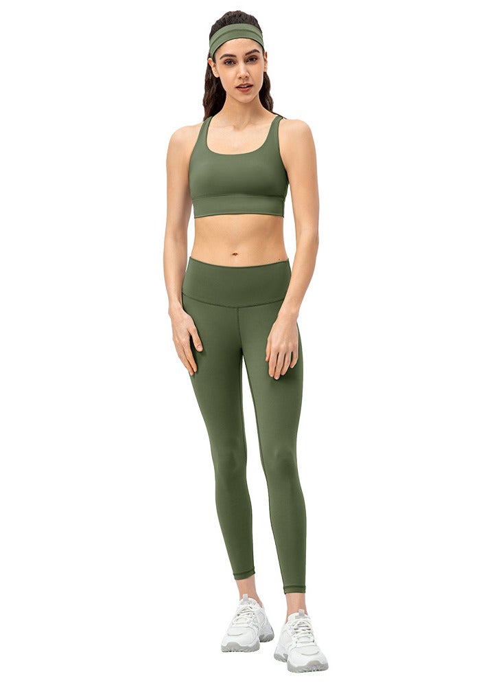 Loquat Double-sided grinding hair shock-proof sports bra high-waist tight pants fitness two-piece set  - Image 1