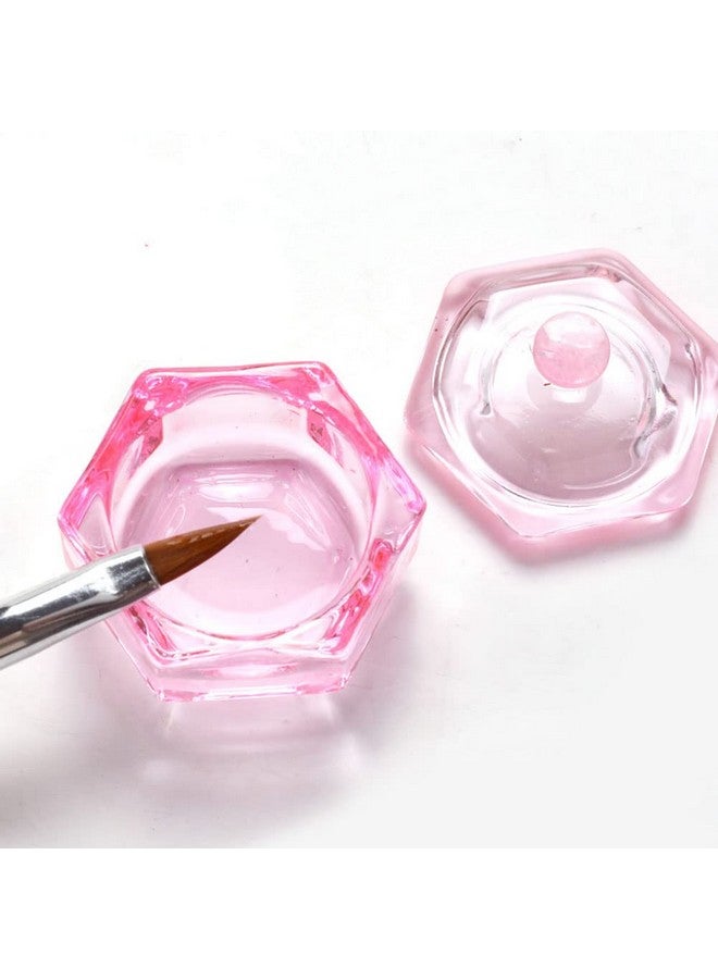GBSTORE 2 Pcs Glass Crystal Cup With Lidnail Art Acrylic Liquid Powder Dappen Dish Cups Bowl Glassware Toolspink - Image 2