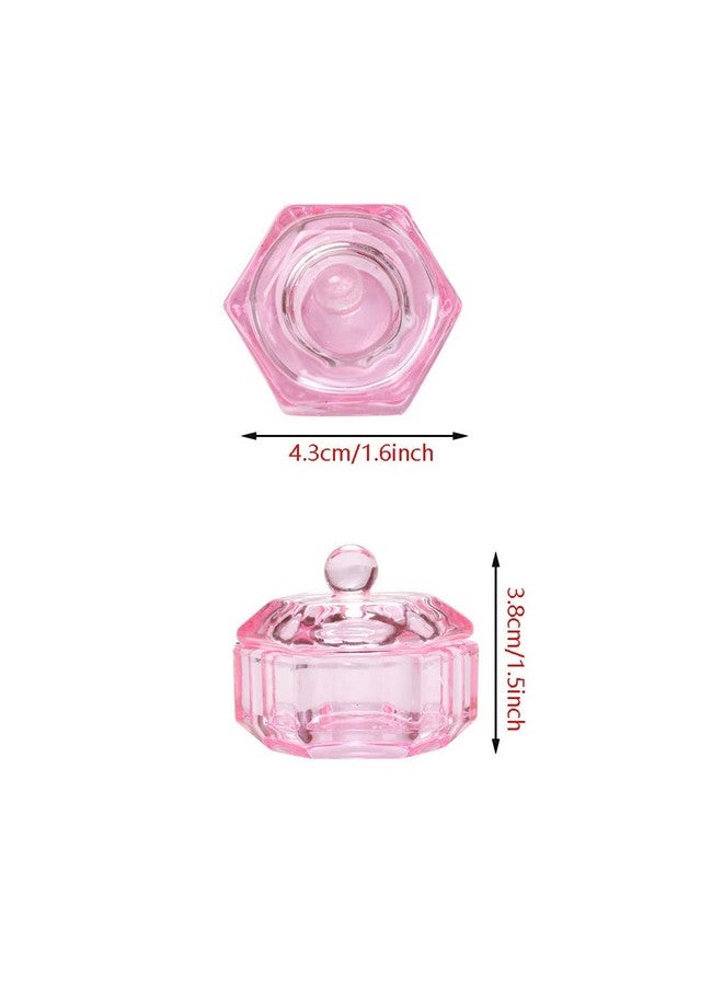 GBSTORE 2 Pcs Glass Crystal Cup With Lidnail Art Acrylic Liquid Powder Dappen Dish Cups Bowl Glassware Toolspink - Image 3