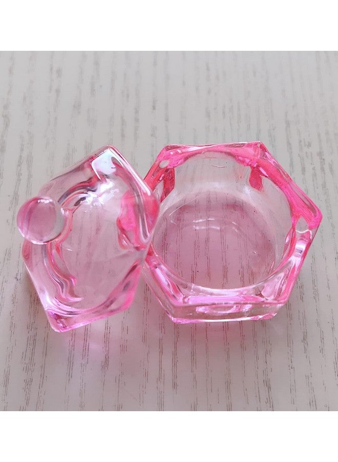 GBSTORE 2 Pcs Glass Crystal Cup With Lidnail Art Acrylic Liquid Powder Dappen Dish Cups Bowl Glassware Toolspink - Image 4