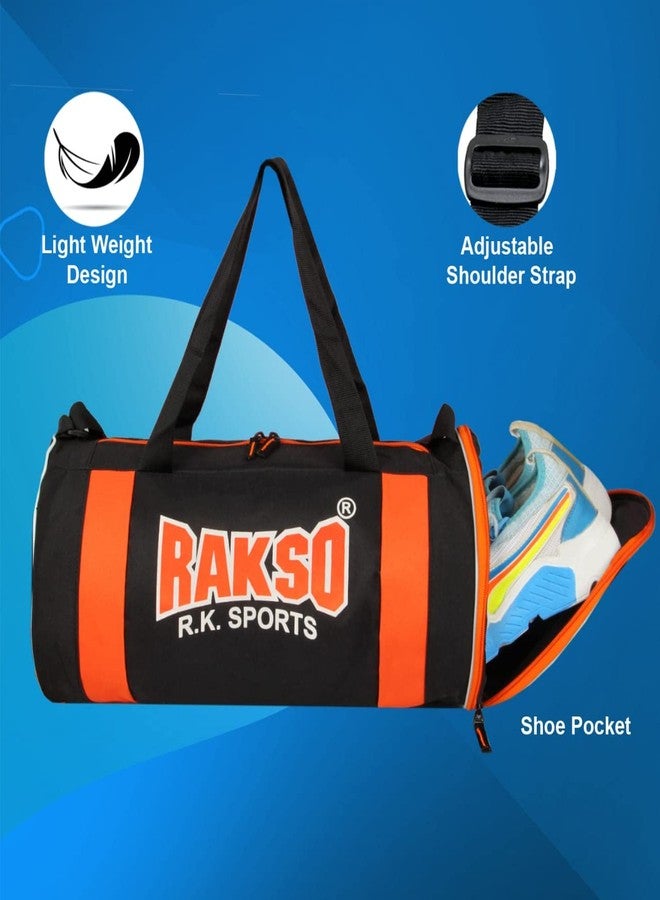 Rakso حقيبة رياضية أنيقة من البوليستر البرتقالي من راكسو، مزودة بجيب للأحذية، مناسبة للرجال والنساء. حقيبة سفر رياضية أنيقة مزودة بجيب. - Image 2