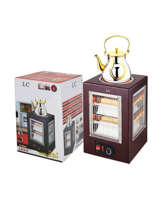 LC Electric Heater With Kettle Stove – 2000W 2-in-1 Room Heater - Image 4