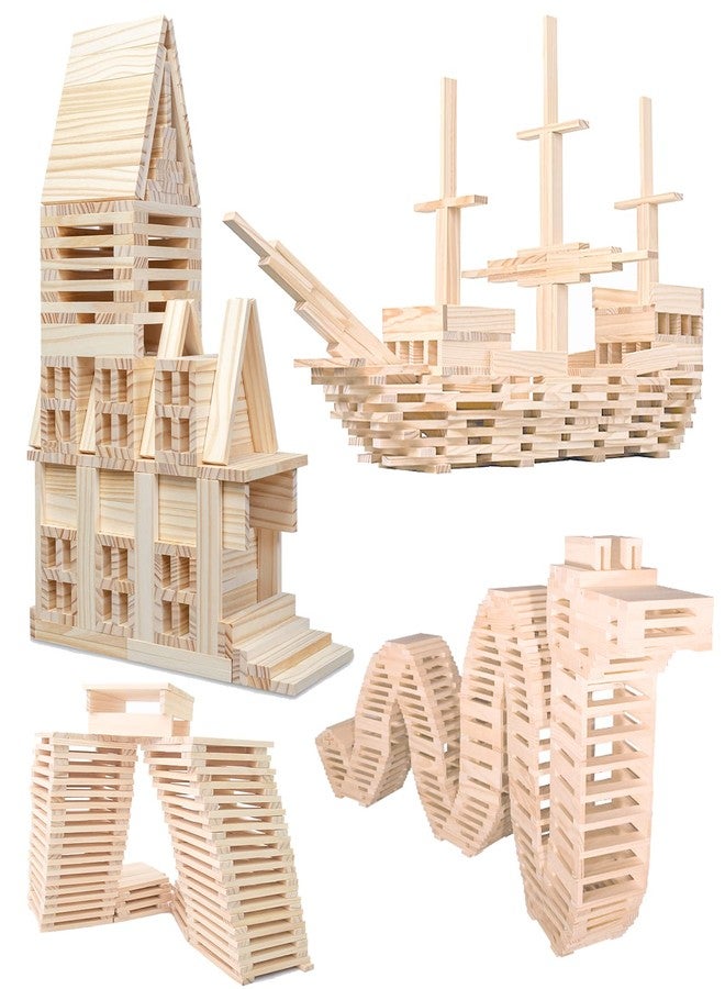 NiToy Wooden Building Blocks 100PCS Montessori STEM Toy for Kids, Solid Natural Pine Wood, Creative Shapes for 3D Space Stacking Games and Sensory Play, Stacking Blocks - Image 2