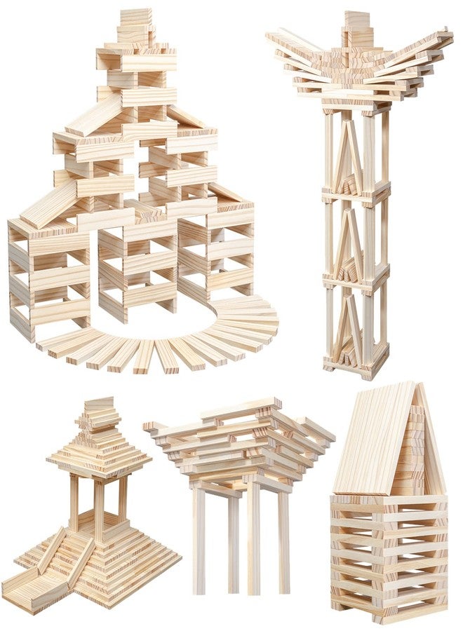 NiToy Wooden Building Blocks 100PCS Montessori STEM Toy for Kids, Solid Natural Pine Wood, Creative Shapes for 3D Space Stacking Games and Sensory Play, Stacking Blocks - Image 1
