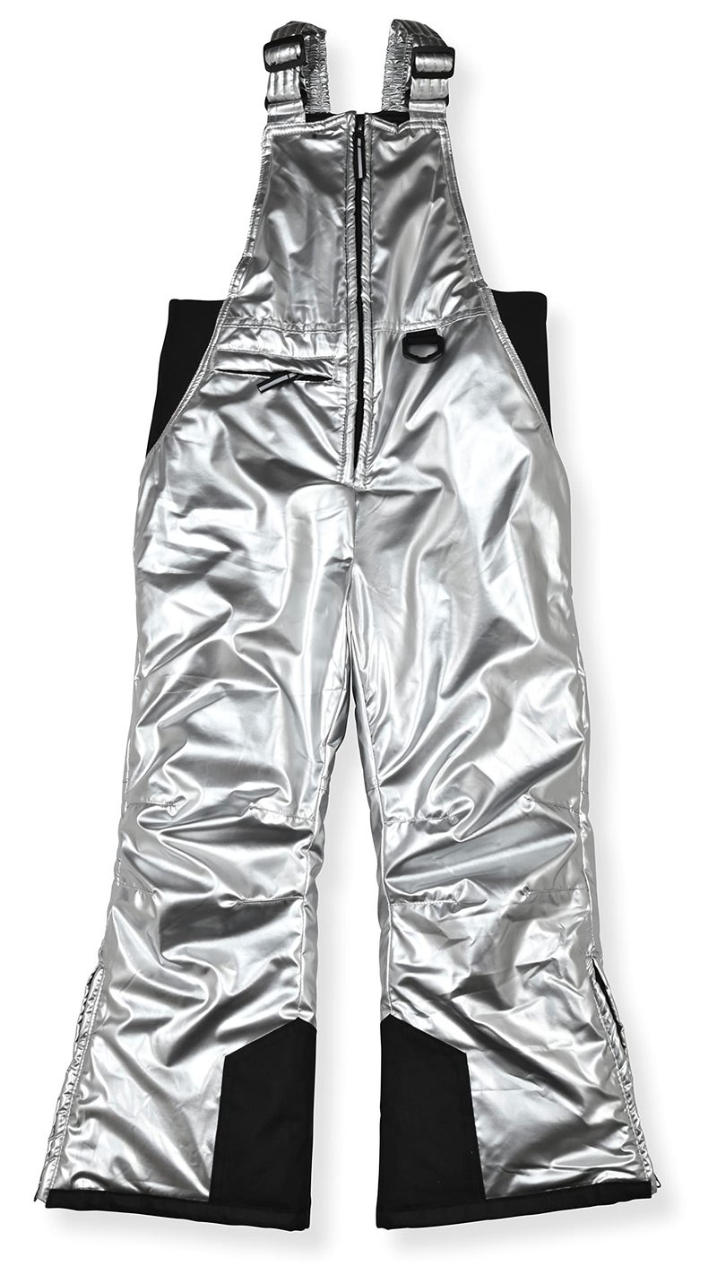 Arctic Quest Boys Girls Unisex Classic Ski & Snow Bib Overall Winter Snowsuit Water-Resistant Windproof Outdoor Rain Bib, Metallic Silver, 14-16 - Image 1
