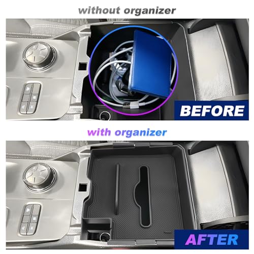 SXCY 2PCS for 2025 Ford Ranger Center Console Organizer for 2024 2025 Ranger Armrest Console Tray 2024 2025 Ranger Accessories (Updated Double Layers with Tissue Storage Funtion) - Image 3