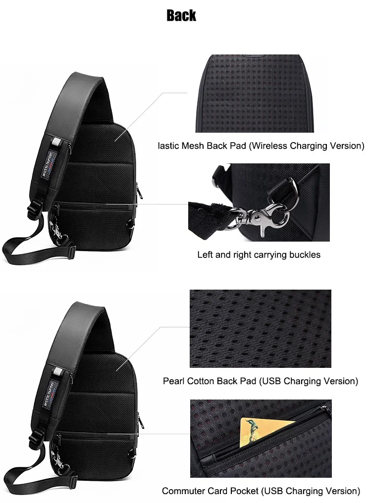 ARCTIC HUNTER Hard Shell Cross Body Sling Bag Water Resistant Anti Theft Unisex Shoulder bag with Built in USB Port for Travel Business XB00080