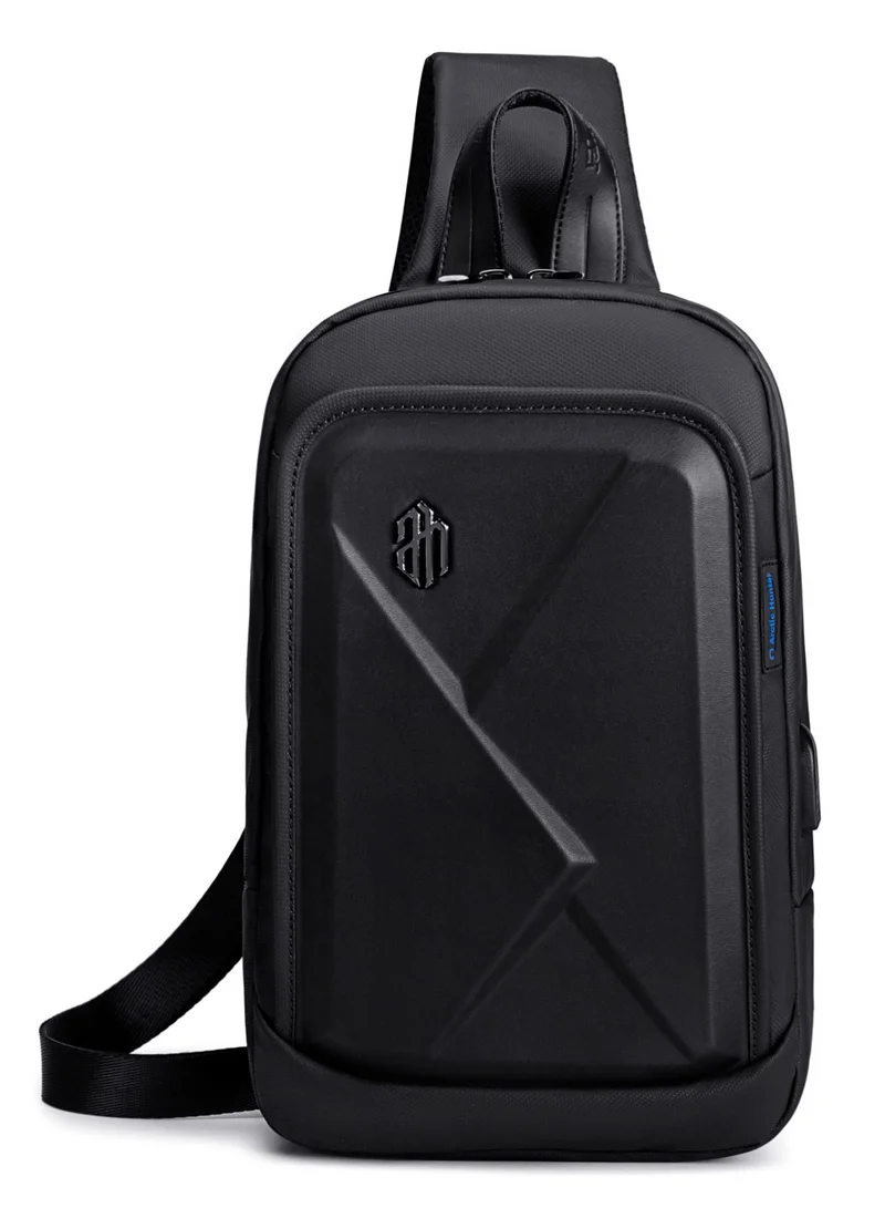 ARCTIC HUNTER Hard Shell Cross Body Sling Bag Water Resistant Anti Theft Unisex Shoulder bag with Built in USB Port for Travel Business XB00080
