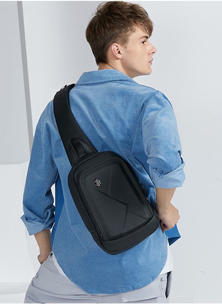 ARCTIC HUNTER - Hard Shell Cross Body Sling Bag Water Resistant Anti Theft Unisex Shoulder bag with Built in USB Port for Travel Business XB00080 - Image 1