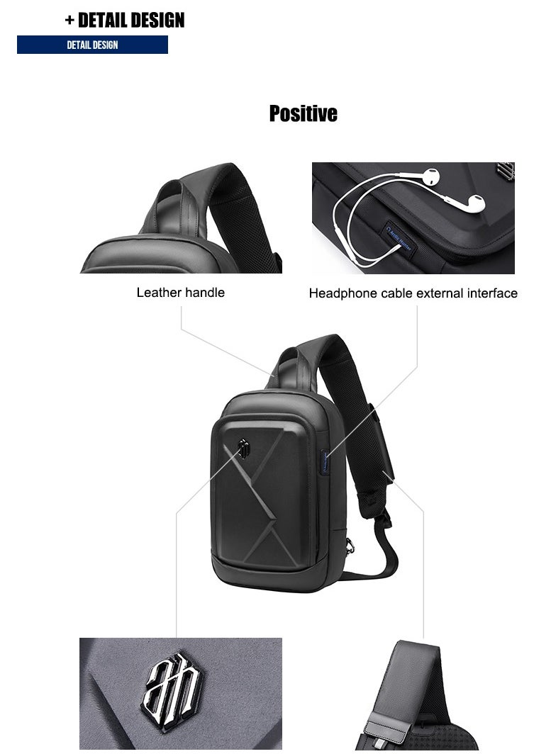 ARCTIC HUNTER - Hard Shell Cross Body Sling Bag Water Resistant Anti Theft Unisex Shoulder bag with Built in USB Port for Travel Business XB00080 - Image 1