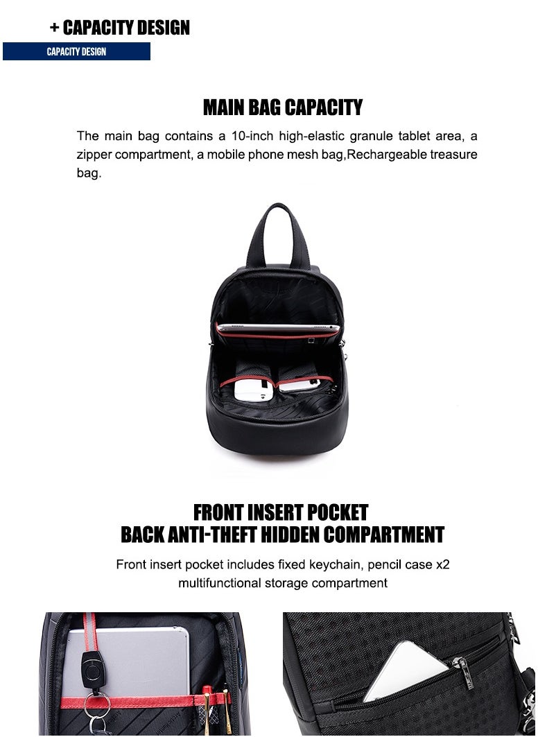 ARCTIC HUNTER - Hard Shell Cross Body Sling Bag Water Resistant Anti Theft Unisex Shoulder bag with Built in USB Port for Travel Business XB00080 - Image 1