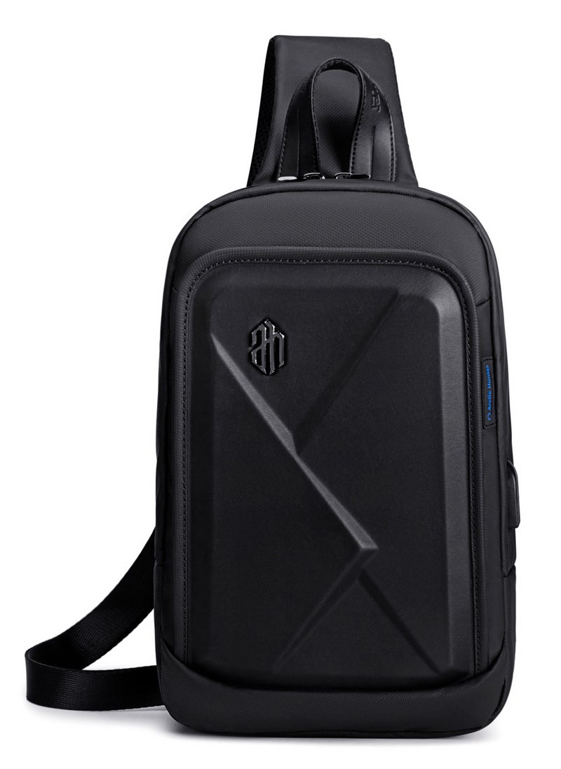 ARCTIC HUNTER - Hard Shell Cross Body Sling Bag Water Resistant Anti Theft Unisex Shoulder bag with Built in USB Port for Travel Business XB00080 - Image 1