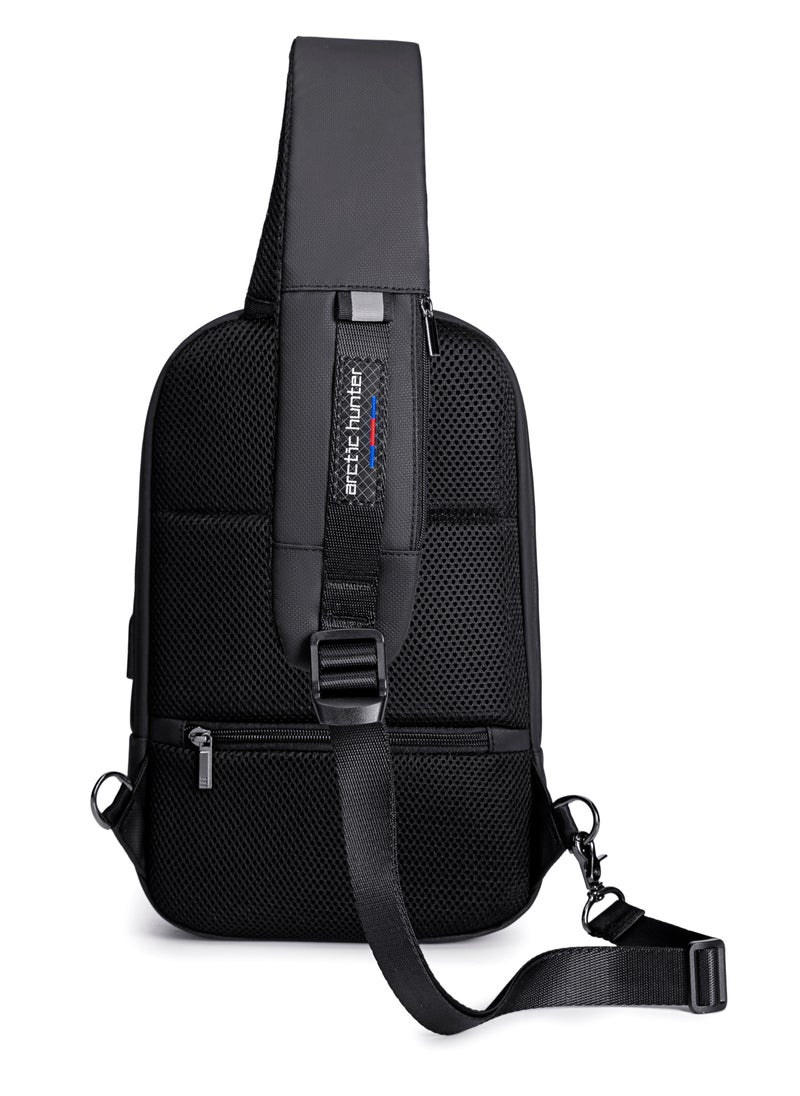ARCTIC HUNTER - Hard Shell Cross Body Sling Bag Water Resistant Anti Theft Unisex Shoulder bag with Built in USB Port for Travel Business XB00080 - Image 1