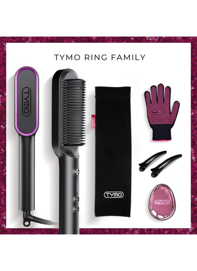 TYMO TYMO Hair Straightener Brush – Matte Black | 3D Comb & Tourmaline Ceramic Coating | 5 Temp Settings, Fast Heating, Ionic Technology & Anti-Scald Frame  - Image 4