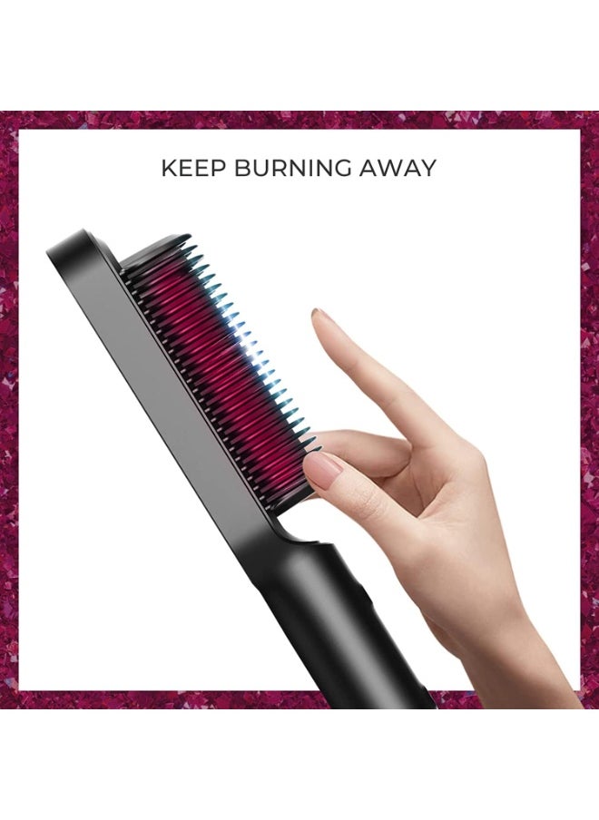 TYMO TYMO Hair Straightener Brush – Matte Black | 3D Comb & Tourmaline Ceramic Coating | 5 Temp Settings, Fast Heating, Ionic Technology & Anti-Scald Frame  - Image 3