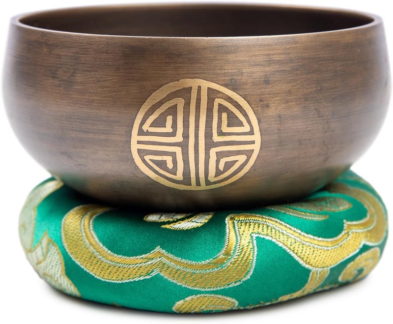 HIMALAYAN BAZAAR Tibetan Singing Bowl Set Brass - Master Healing Grade - Authentic Handcrafted Sound Bowl by Himalayan Bazaar (Black and Red) - Image 3