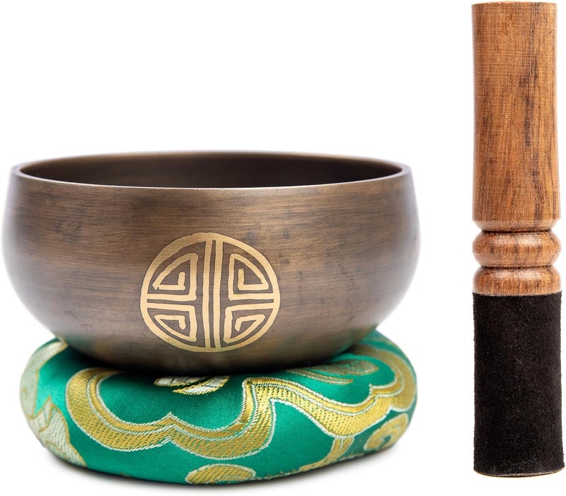 HIMALAYAN BAZAAR Tibetan Singing Bowl Set Brass - Master Healing Grade - Authentic Handcrafted Sound Bowl by Himalayan Bazaar (Black and Red) - Image 4