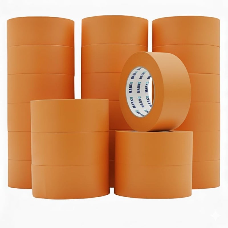 MARKQ شريط لاصق برتقالي - عرض 2 بوصة، طول 20 ياردة - إزالة نظيفة، خطوط طلاء حادة - مثالي لمشاريع DIY، التسمية، الفنون والحرف (24 لفة) - Image 1
