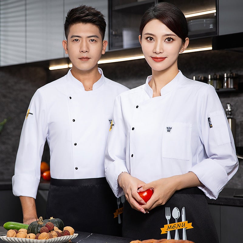 Fashion Chef Work Clothes Hotel Catering Restaurant Restaurant Kitchen Canteen Chef Clothes Cake Baking Work Clothes Long Blue single top - Image 4