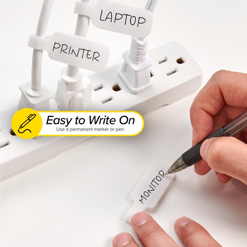 Wrap-It Storage Cable Labels - Medium, White (30-Pack) Write On Cord Labels, Wire Tags for Cable Management and Organizer for Electronics, Computers and More - Image 3