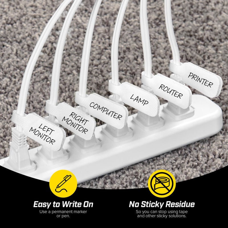 Wrap-It Storage Cable Labels - Medium, White (30-Pack) Write On Cord Labels, Wire Tags for Cable Management and Organizer for Electronics, Computers and More - Image 2