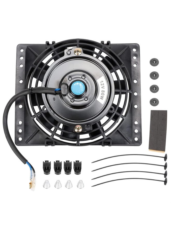 6 Inch Slim Radiator Cooling Fans Universal Slim Pull Push 12V 80W Direct Replacement Electric Fan,Car Accessories Modification Fan Universal Cooler Radiator - Image 1