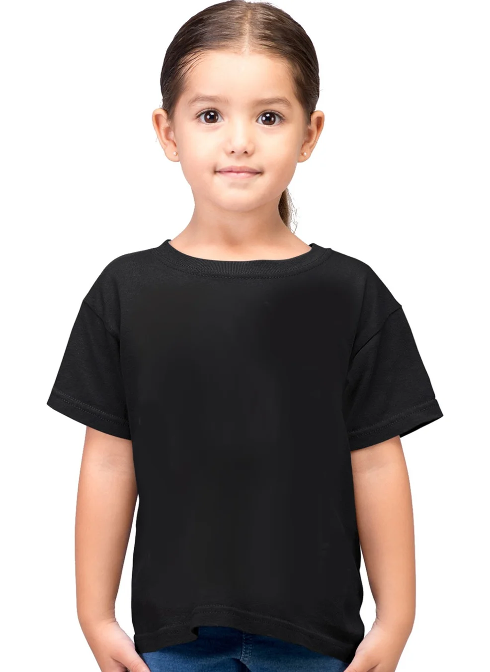 Rock&Roll Plain Unprinted Basic Black Short Sleeve Unisex Kids T-Shirt