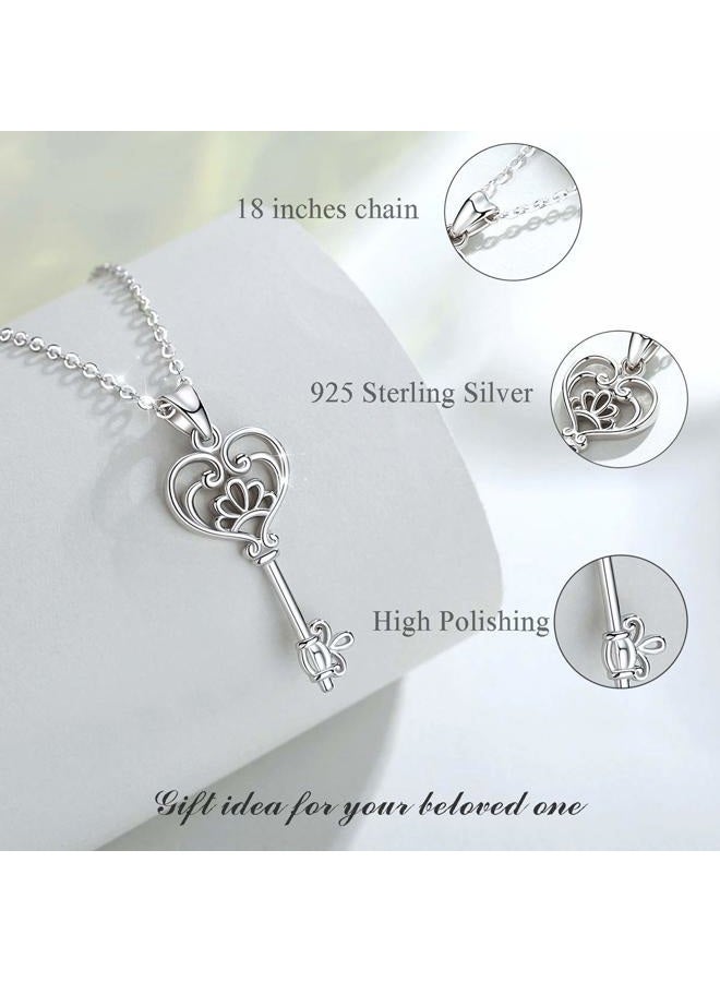 EUDORA Sterling Silver Necklace V&A Bless Key of Happiness Pendant 18 inch, Gift to Friends, Girlfriend - Image 4
