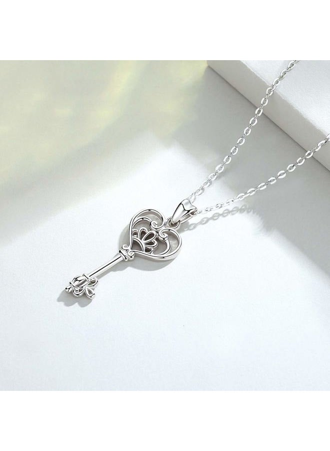 EUDORA Sterling Silver Necklace V&A Bless Key of Happiness Pendant 18 inch, Gift to Friends, Girlfriend - Image 3