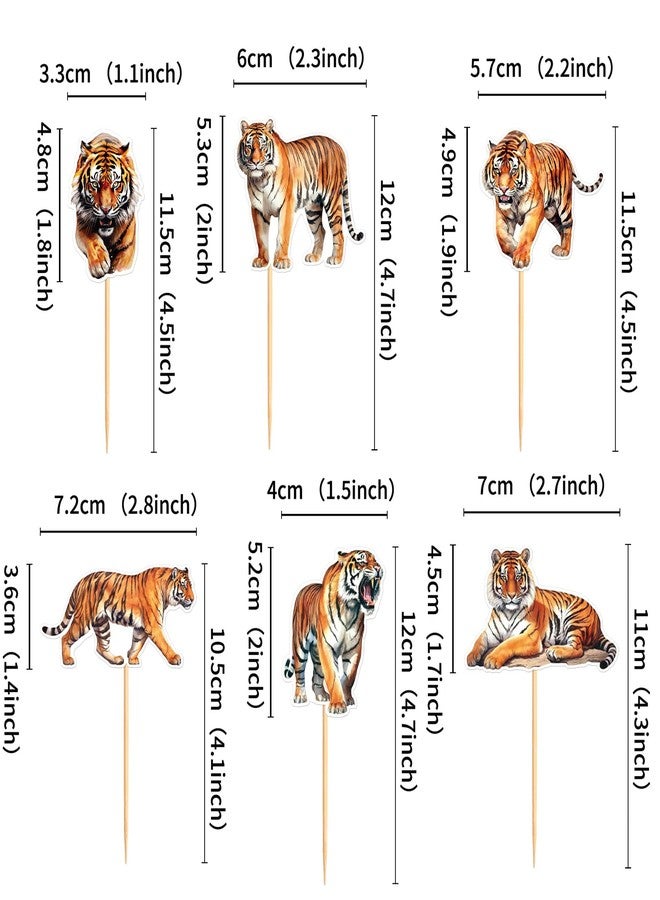 Ercadio 24 Pack Tiger Cupcake Toppers Tiger Cupcake Picks Animal Cupcake Picks Tiger Birthday Cupcake Decorations for Baby Shower Birthday Animal Theme Party Cake Decor Supplies - Image 2
