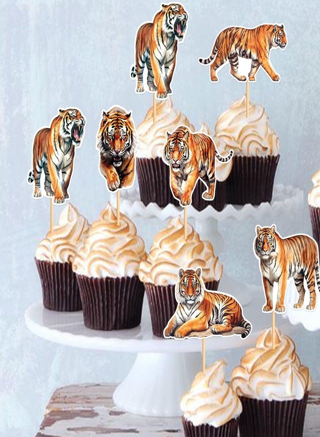 Ercadio 24 Pack Tiger Cupcake Toppers Tiger Cupcake Picks Animal Cupcake Picks Tiger Birthday Cupcake Decorations for Baby Shower Birthday Animal Theme Party Cake Decor Supplies - Image 4