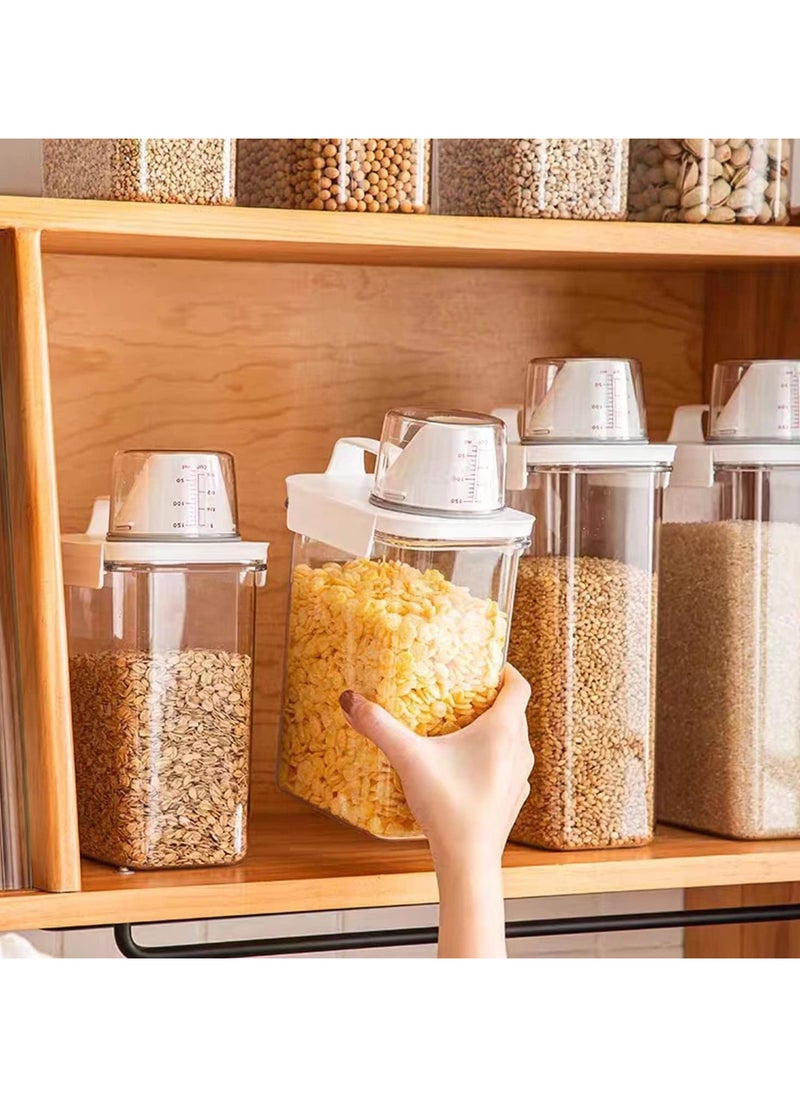 AUTOYSUR - Rice Airtight Dry Food Storage Containers with Lock Lid,3 Pack Pour Spout and Seal Buckles Food Dispenser,Cereal Containers Dispenser with Measuring Cup,Rice Storage Bin,,BPA Free(2300ML*3PC) - Image 1