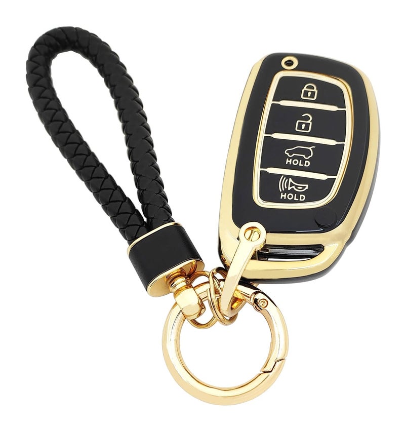 Arruweer Key Fob Cover for Hyundai Key Fob Case Holder Protector Compatiable with Hyundai Elantra Elantra GT Ioniq Sonata Tucson Car Accessories Keychain