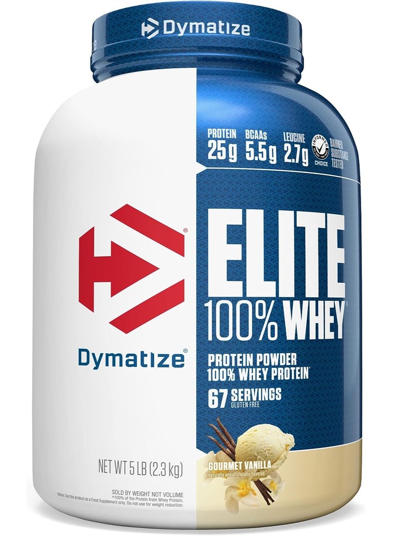 ديماتيز Dymatize Elite 100% Whey Protein, Gourmet Vanilla Flavor, 2.3 Kg - Image 1