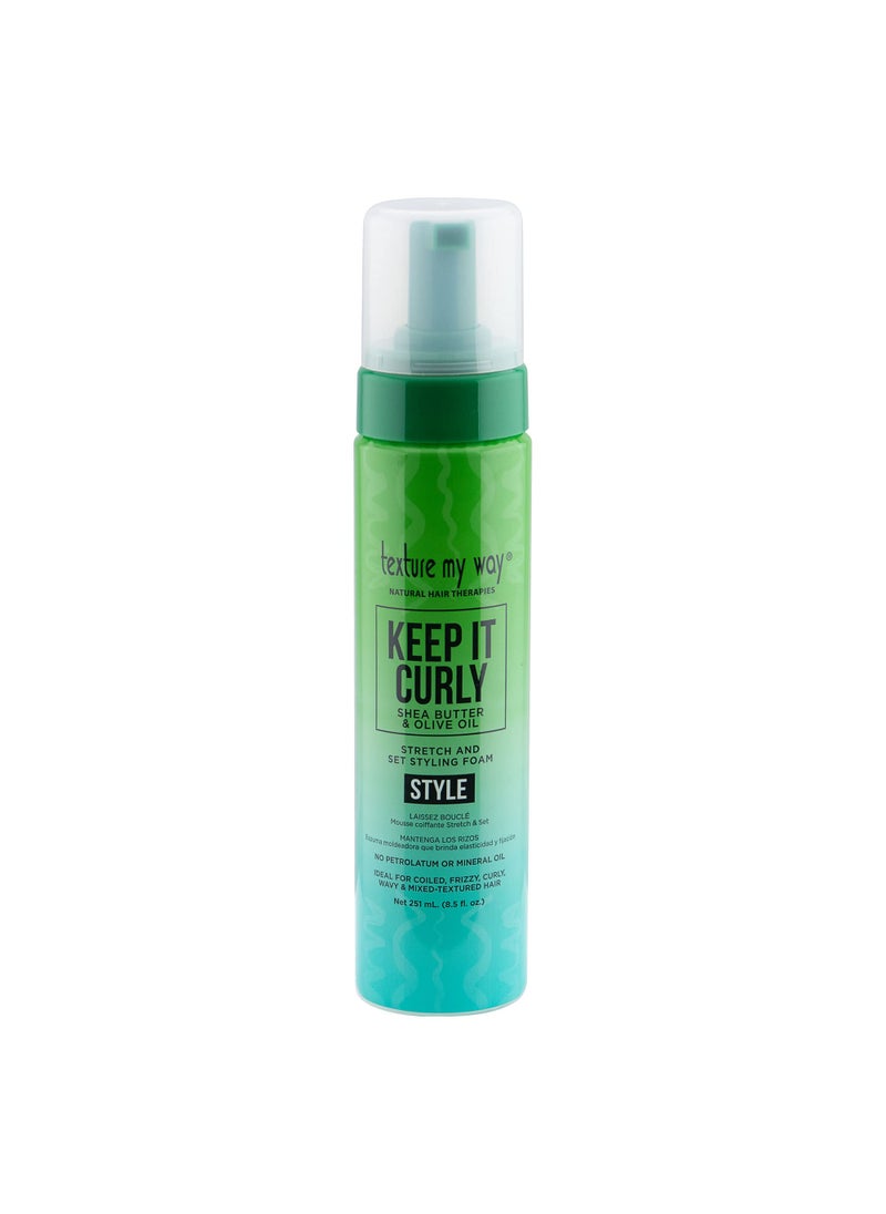 Texture My Way - Texture My Way Natural Hair Therapies Keep It Curly Stretch & Set Hair Styling Foam, Ideal for Coiled, Frizzy, Curly Hair, 8.5 oz - Image 1