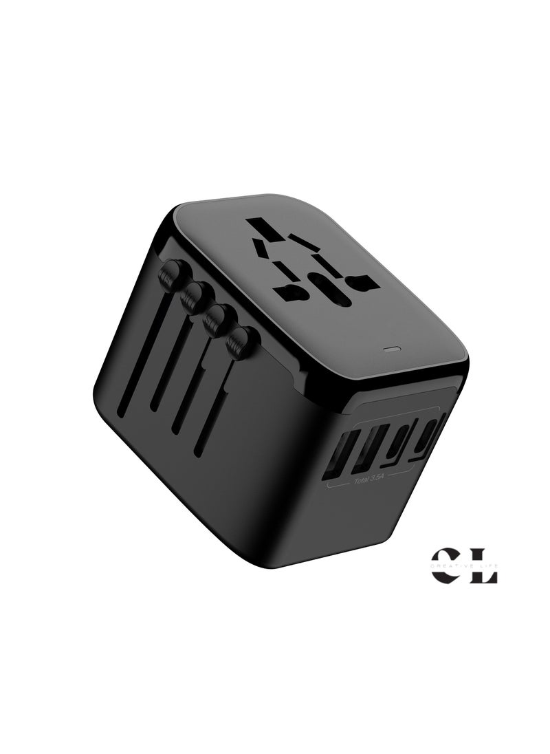 CREATIVE LIFE Universal Travel Adapter 2000W 6.5A, Wall AC Power Plug Adapter, Wall Charger with Smart High Speed 2 USB Ports & 2 Type C Ports, US/EU/AU/UK All in One Plug, can Use in More than 200 Countries Black.  - Image 2