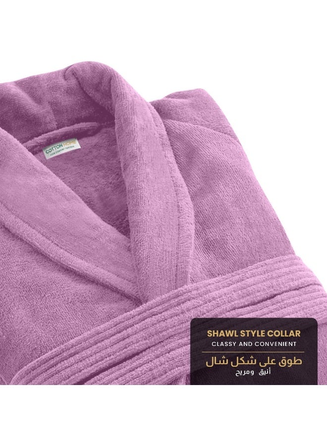 Cotton home Cotton Home Unisex Bathrobe - 100% Cotton Super Soft Highly Absorbent Lightweight Bathrobes for Women & Men - Ideal for Everyday Comfort & Relaxation Lavender  - Image 3