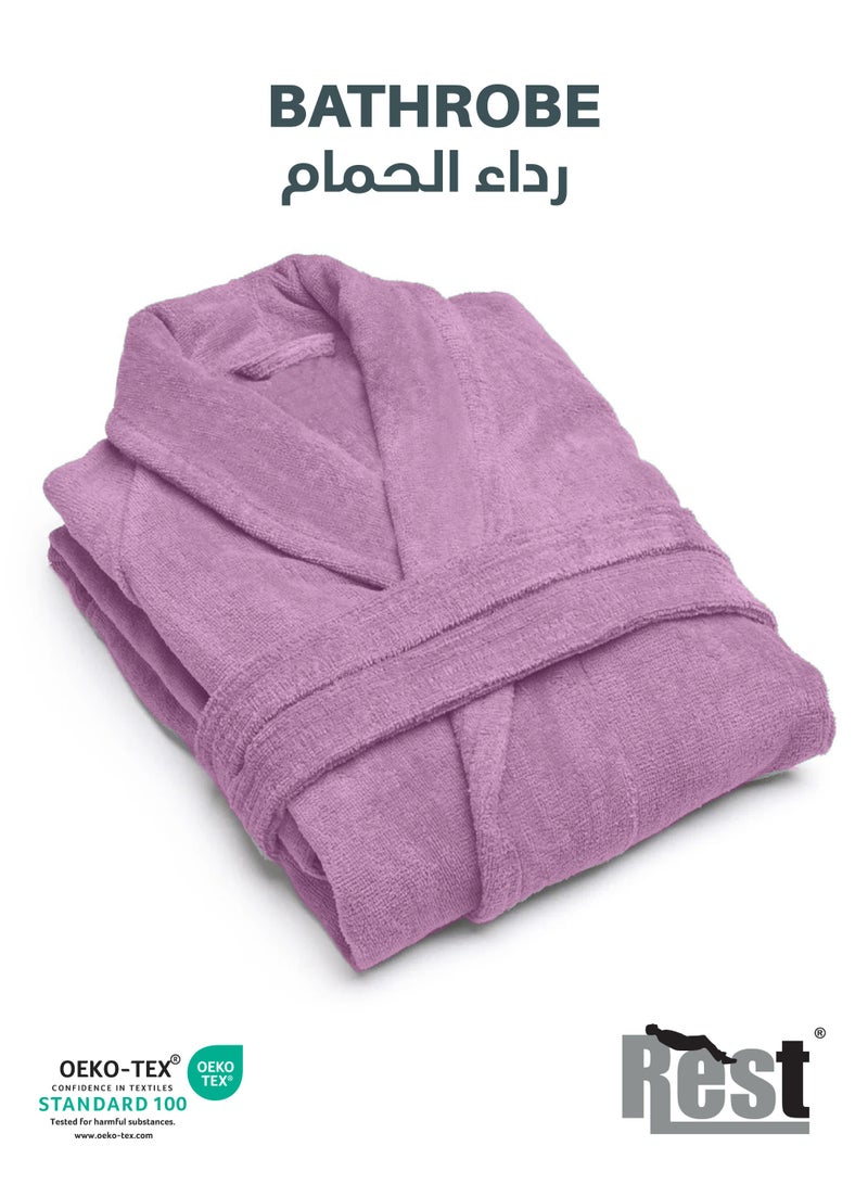 REST  Terry Bathrobe With Pockets Lavender Hotel Luxury Loungewear Cotton Soft and Absorbent Comfortable After Shower Bathrobe Fade Resistant for Men and Women One Size Fits All 45x30x65cm - Image 1
