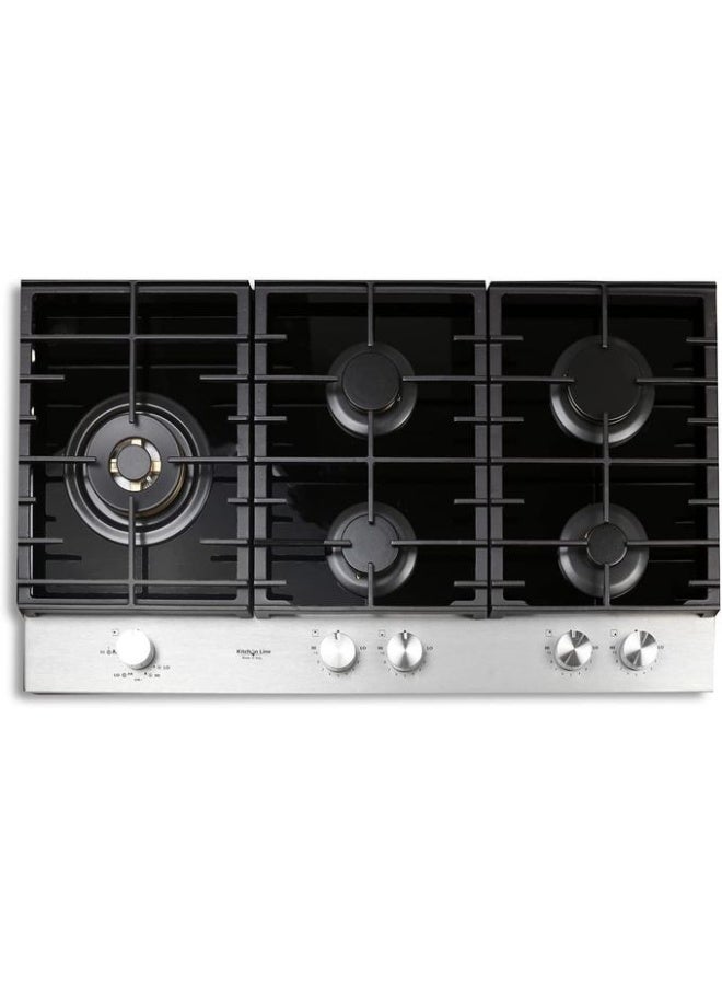 كيتشن لاين موقد كيتشن لاين غاز مدمج – 5 شعلات – زجاج سيراميك أسود – 90 سم – ZP.PRO5020 - Image 1