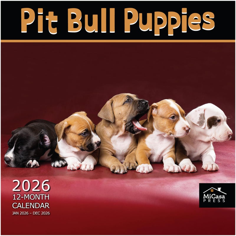 MICASA PRESS Pit Bull Puppies 2026 Wall Calendar 12 Month | 12" x 24" Open | Thick & Sturdy Paper | Holiday Gift | Cute Puppy Dog Calendar 2026 - Image 1