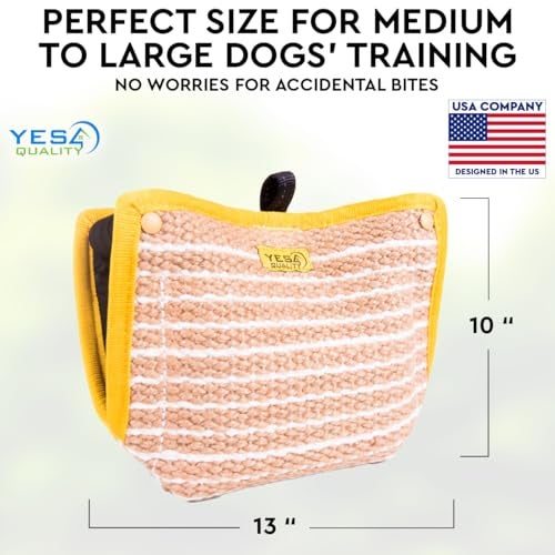 YES4QUALITY Durable Dog Bite Wedge 13x10 Inches, Safe Biting Pillow w/ 2 Comfy & Strong Handles, Tough Jute Tug Toy for Med to Large Dogs, Ideal for Tug of War, K9, IPO Schutzhund & Puppy Training - Image 4