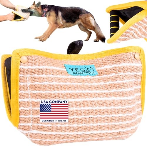 YES4QUALITY Durable Dog Bite Wedge 13x10 Inches, Safe Biting Pillow w/ 2 Comfy & Strong Handles, Tough Jute Tug Toy for Med to Large Dogs, Ideal for Tug of War, K9, IPO Schutzhund & Puppy Training - Image 1