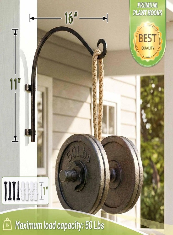 Lifyzoon Heavy Duty Hanging Plant Bracket｜Outdoor Hand-Forged Plant Hanger Hook (16"/Black) Durable and Stable Bird Feeder Bracket - Image 3