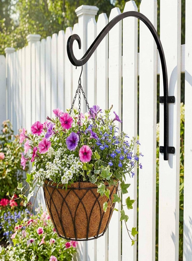 Lifyzoon Heavy Duty Hanging Plant Bracket｜Outdoor Hand-Forged Plant Hanger Hook (16"/Black) Durable and Stable Bird Feeder Bracket - Image 2