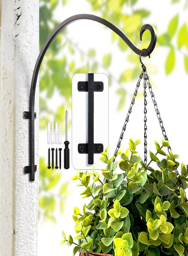 Lifyzoon Heavy Duty Hanging Plant Bracket｜Outdoor Hand-Forged Plant Hanger Hook (16"/Black) Durable and Stable Bird Feeder Bracket - Image 1