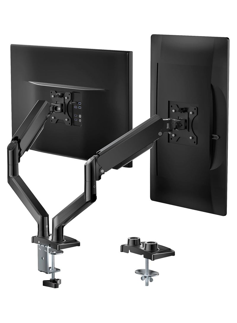NNEWVANTE Dual Monitor Mount, Adjustable Gas Spring Monitor Desk Stand for 2 Monitors, Heavy Duty Monitor Arm up to 32 Inch Screen, Hold up to MAX 22lbs, Max Mounting Holes 100x100mm (Black2) - Image 1